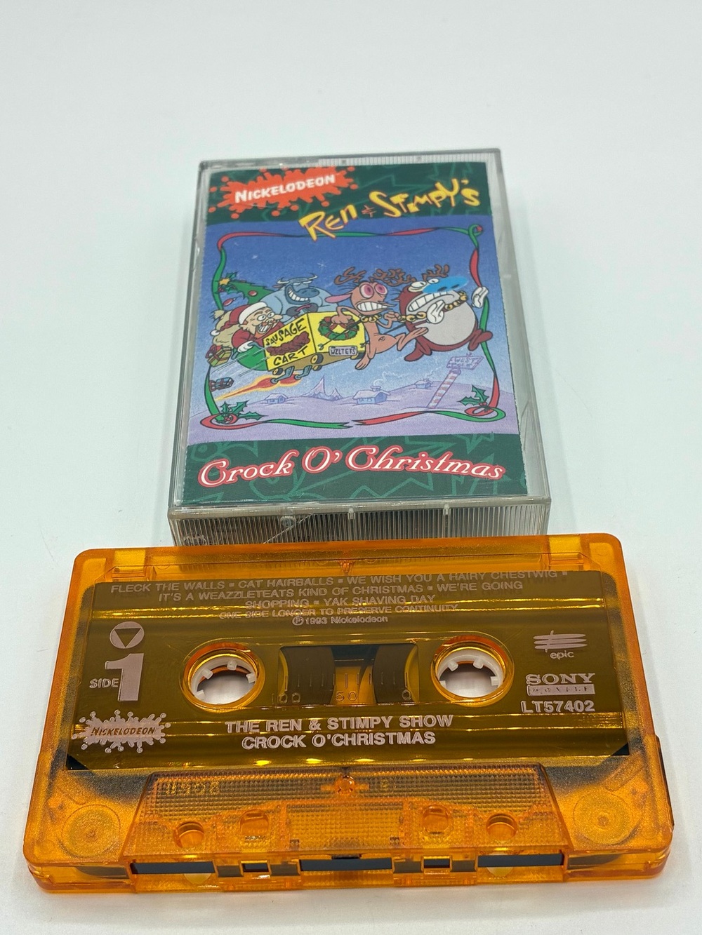 Vintage 1993 Ren & Stimpy Crock O’ Christmas Cassette Nickelodeon Sony